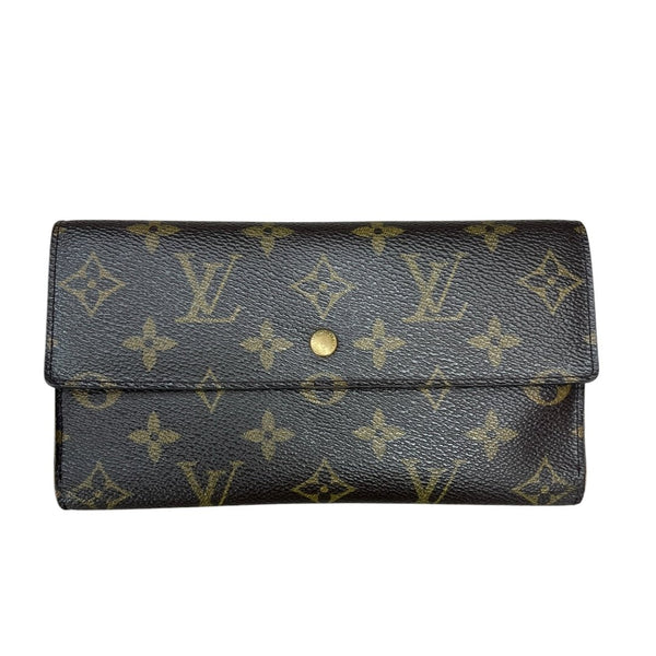 LOUIS VUITTON Monogram Portefeuille Sarah Wallet Brown Gold Hardware LO2174