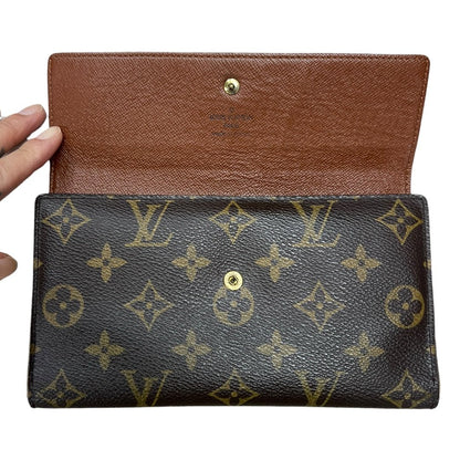 LOUIS VUITTON Monogram Portefeuille Sarah Wallet Brown Gold Hardware LO2174