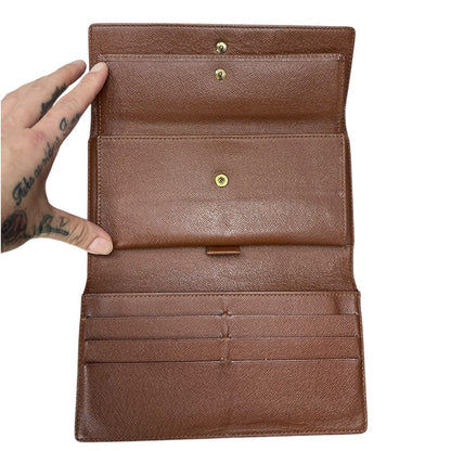 LOUIS VUITTON Monogram Portefeuille Sarah Wallet Brown Gold Hardware LO2174