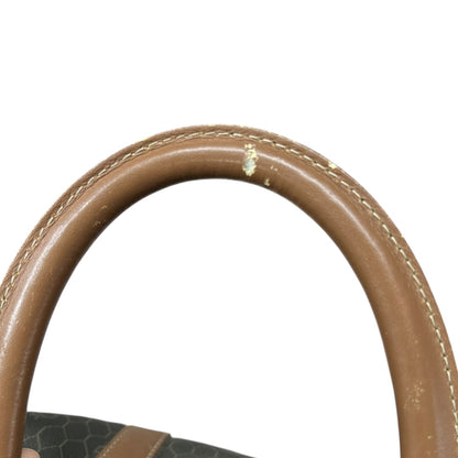 CHRISTIAN DIOR Honeycomb Canvas Boston Bag Handbag Dark Khaki / Brown Gold Hardware Ch2244