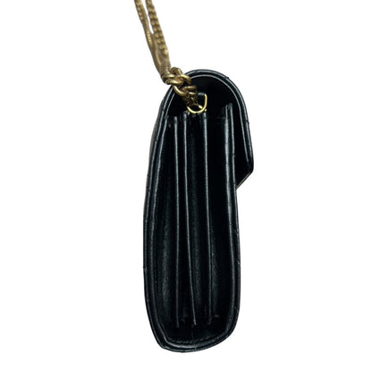GUCCI Leather GG Marmont Matelassé Chain Wallet Wallet on Chain Black Gold Hardware Gu603