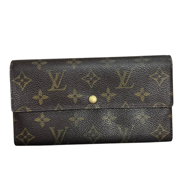 LOUIS VUITTON Monogram Portefeuille Sarah Wallet Brown Gold Hardware LO2168