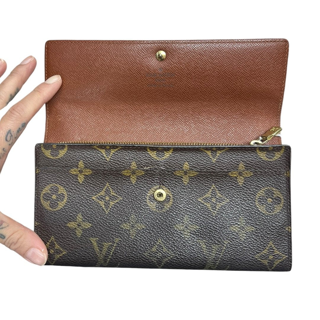 LOUIS VUITTON Monogram Portefeuille Sarah Wallet Brown Gold Hardware LO2168