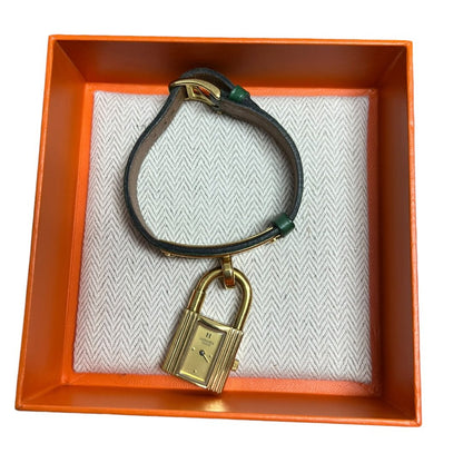 HERMES Lizard Kelly Watch Green, Gold Gold Hardware NJ107