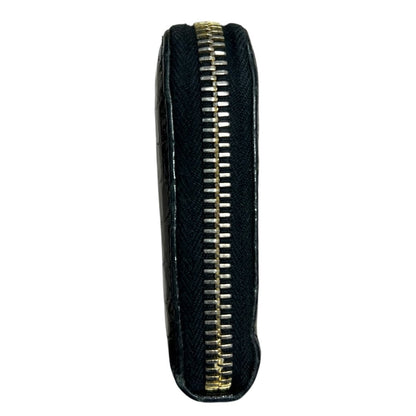 MIU MIU Croc Embossed Leather Zip Around Wallet Wallet Black Gold Hardware mi19