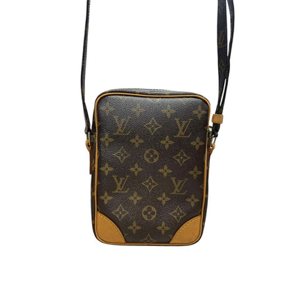 LOUIS VUITTON Monogram Danube Double Compartment Shoulder Bag Brown Gold Hardware LO2234
