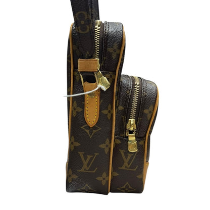 LOUIS VUITTON Monogram Danube Double Compartment Shoulder Bag Brown Gold Hardware LO2234