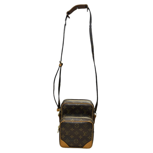LOUIS VUITTON Monogram Danube Double Compartment Shoulder Bag Brown Gold Hardware LO2234