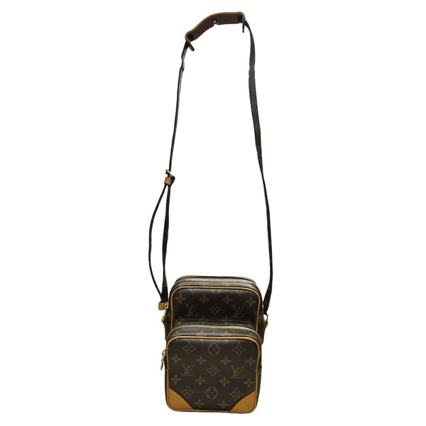 LOUIS VUITTON Monogram Danube Double Compartment Shoulder Bag Brown Gold Hardware LO2234