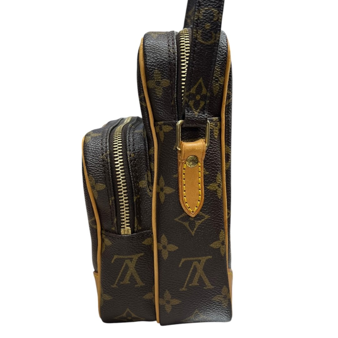 LOUIS VUITTON Monogram Danube Double Compartment Shoulder Bag Brown Gold Hardware LO2234