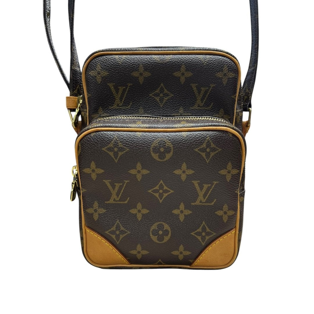 LOUIS VUITTON Monogram Danube Double Compartment Shoulder Bag Brown Gold Hardware LO2234