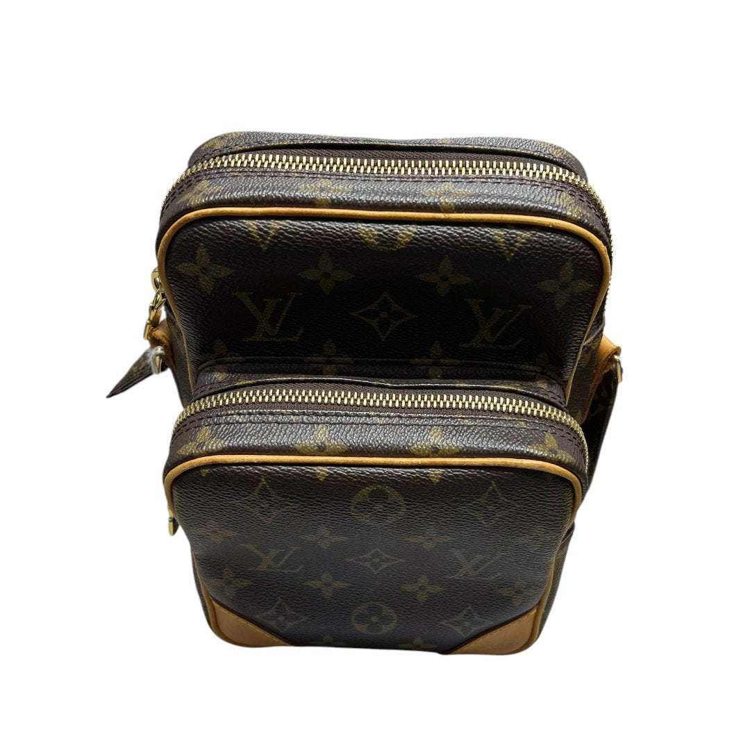 LOUIS VUITTON Monogram Danube Double Compartment Shoulder Bag Brown Gold Hardware LO2234