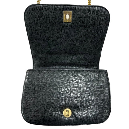 CHANEL Caviar Mini Top Handle Flap Bag Shoulder Bag Black Gold Hardware CH2256