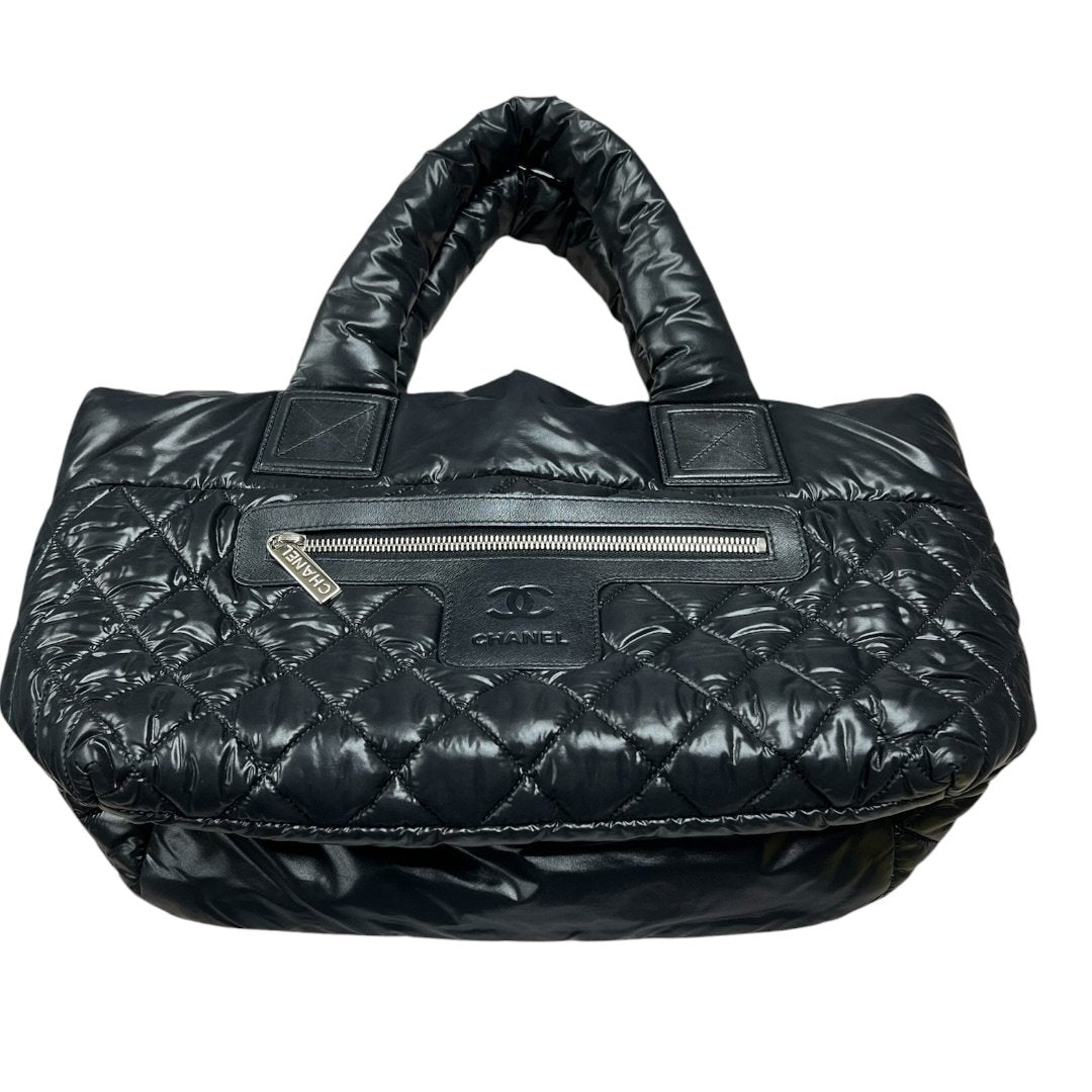 CHANEL Quilted Nylon Coco Cocoon Tote Bag Tote Black Silver Hardware CH2258