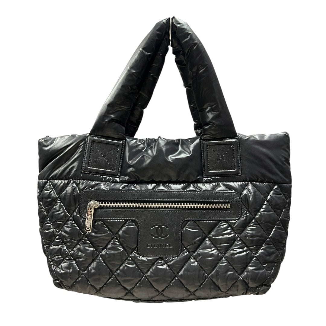 CHANEL Quilted Nylon Coco Cocoon Tote Bag Tote Black Silver Hardware CH2258