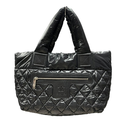 CHANEL Quilted Nylon Coco Cocoon Tote Bag Tote Black Silver Hardware CH2258