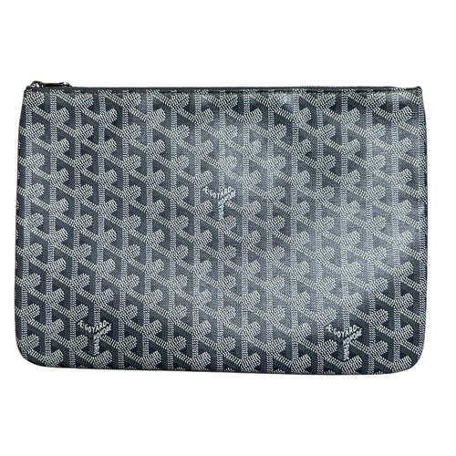 GOYRAD Goyardine Canvas Sénat Pouch MM Pouch Black, Grey, Yellow Silver Hardware RY8