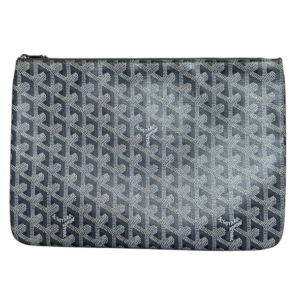 GOYRAD Goyardine Canvas Sénat Pouch MM Pouch Black, Grey, Yellow Silver Hardware RY8