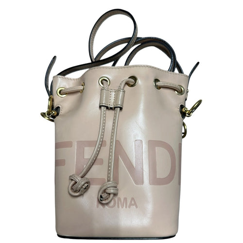 FENDI Leather Mon Tresor Bucket Bag Beige Gold Hardware RY9