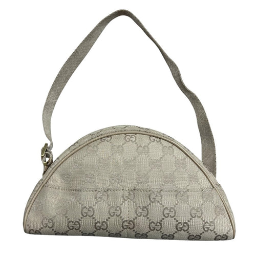 GUCCI Canvas GG Monogram Half Moon Shoulder Bag Shoulder Bag Beige Gold Hardware NJ15