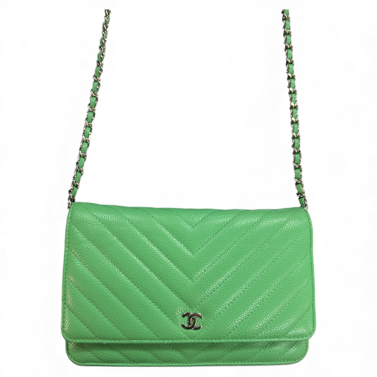CHANEL Green Chain Wallet Shoulder Bag CH2026