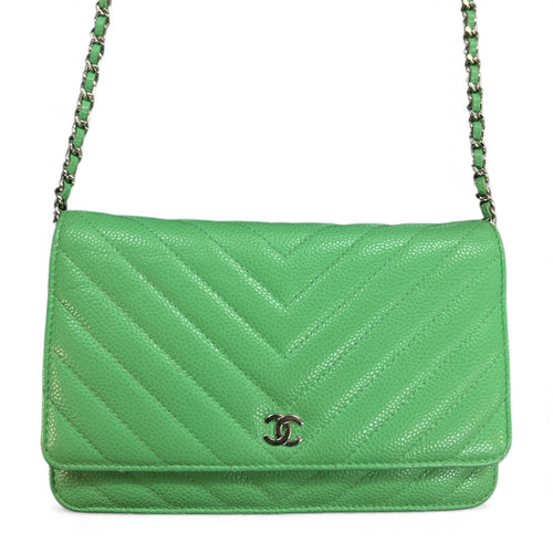 CHANEL Green Chain Wallet Shoulder  Bag CH2026