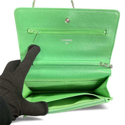 CHANEL Green Chain Wallet Shoulder Bag CH2026