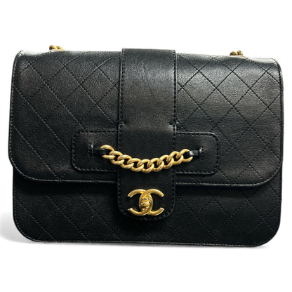 CHANEL Black Leather Chain Shoulder Bag CH1991