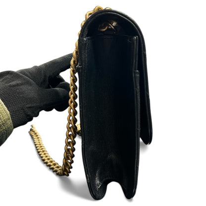 CHANEL Black Leather Chain Shoulder Bag CH1991