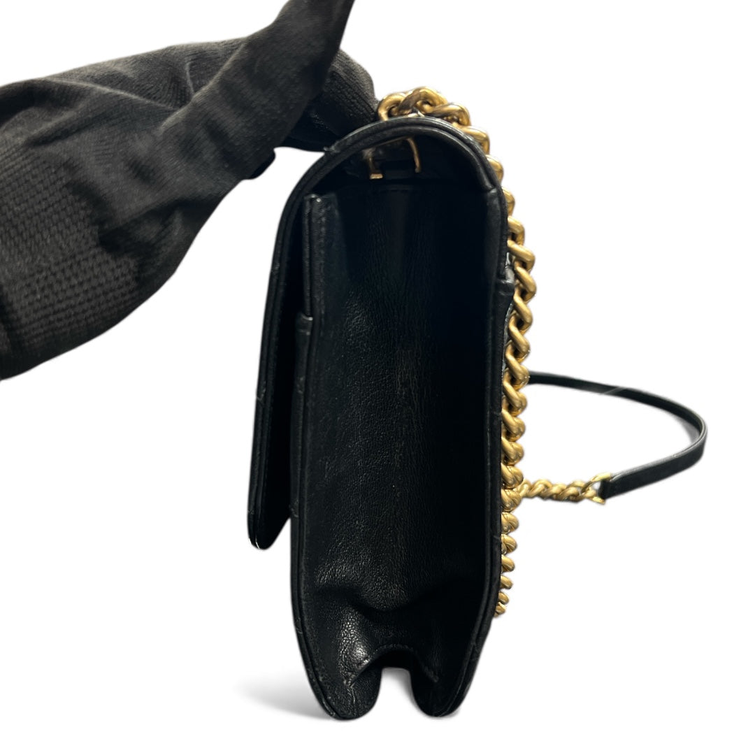 CHANEL Black Leather Chain Shoulder Bag CH1991