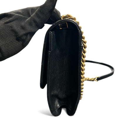 CHANEL Black Leather Chain Shoulder Bag CH1991