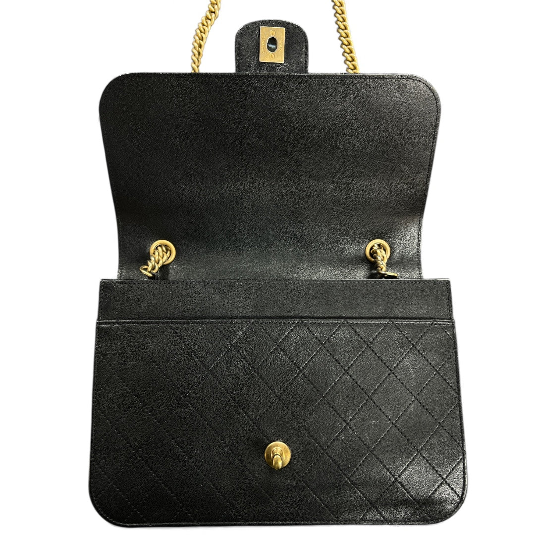 CHANEL Black Leather Chain Shoulder Bag CH1991