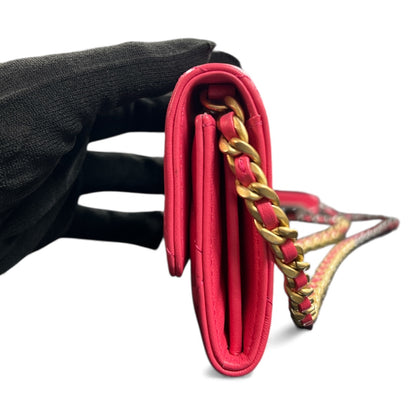 CHANEL Pink Matelasse Leather Chain Wallet CH1944