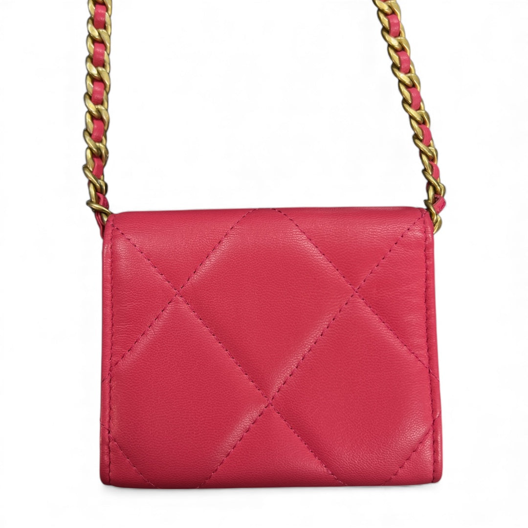 CHANEL Pink Matelasse Leather Chain Wallet CH1944
