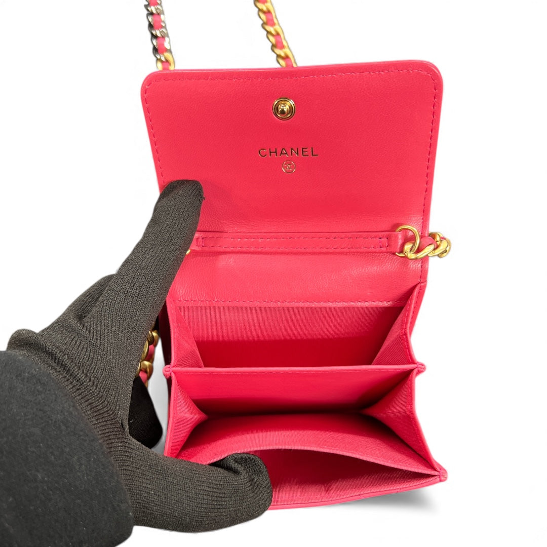 CHANEL Pink Matelasse Leather Chain Wallet CH1944