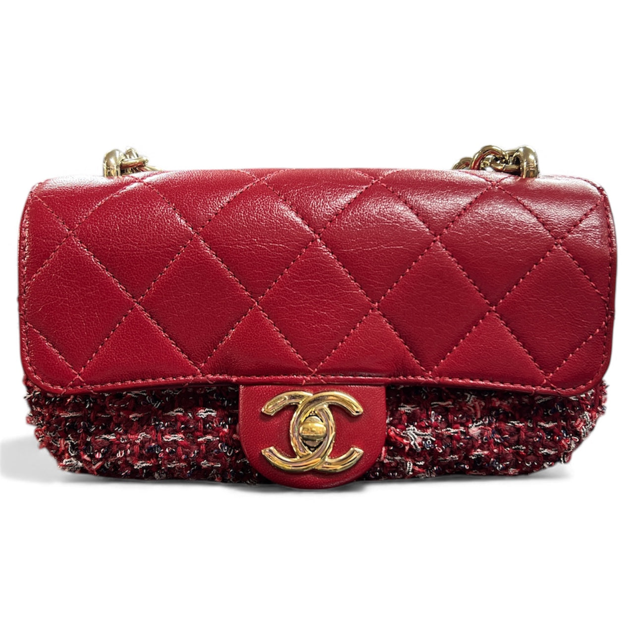 CHANEL Red Tweed Shoulder Bag CHANGED 1943
