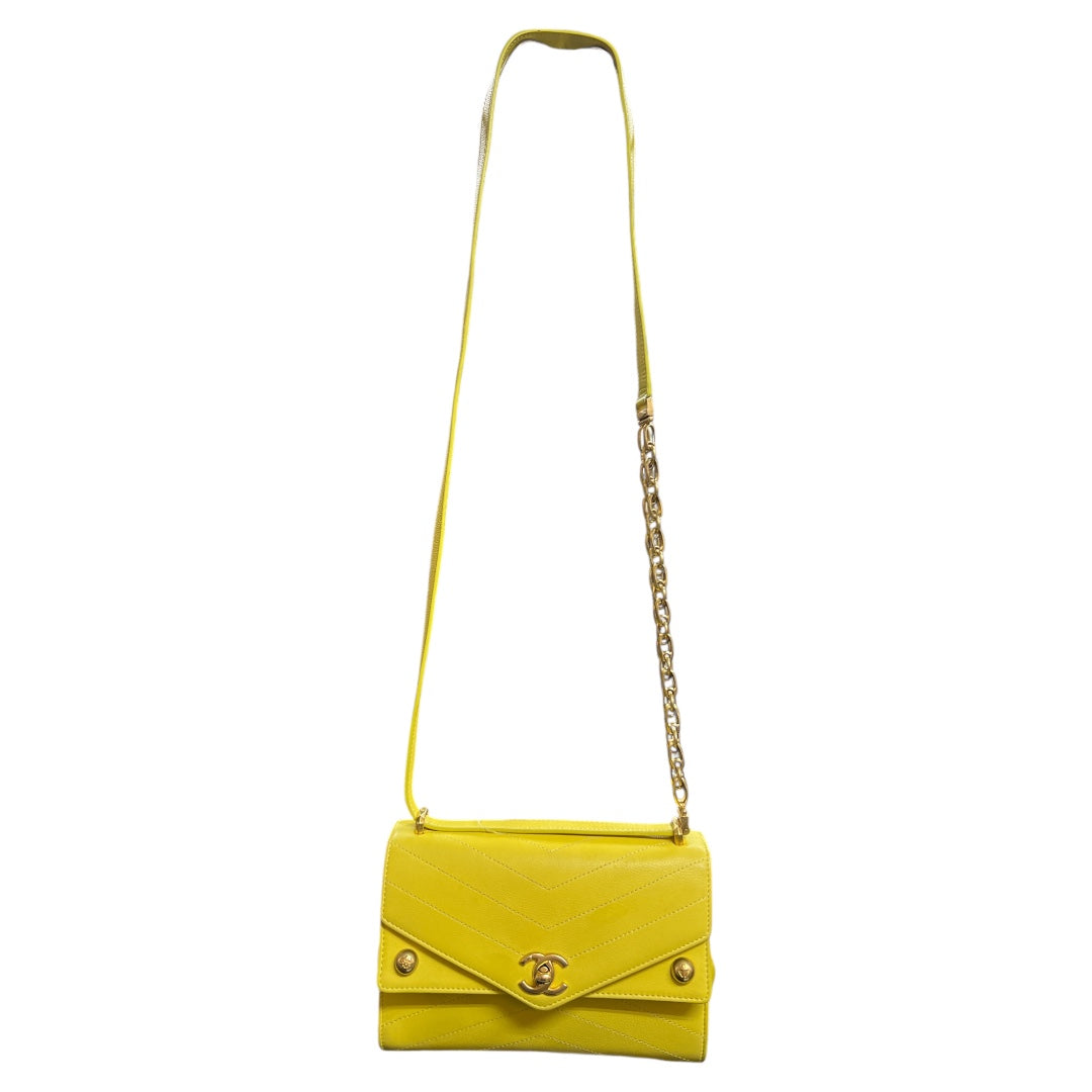 CHANEL Yellow Calfskin Shoulder Bag CH1927
