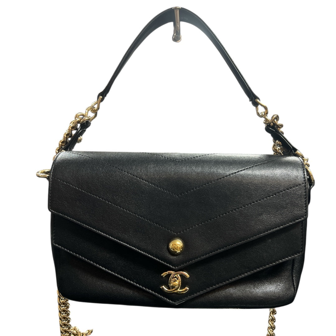 CHANEL Black 2-Way Shoulder Handbag CH1886