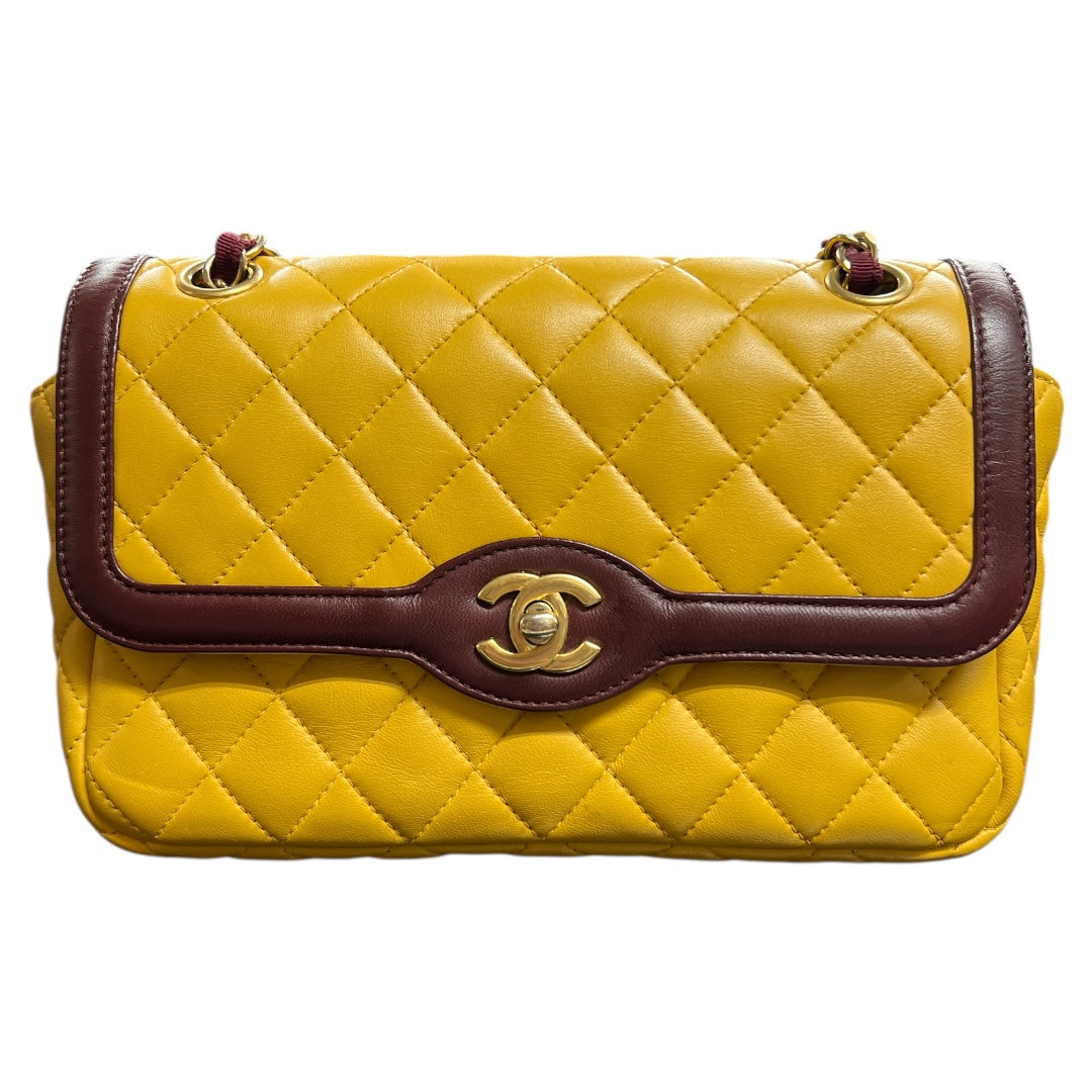CHANEL Mustard Purple Chain Shoulder Bag CH1830