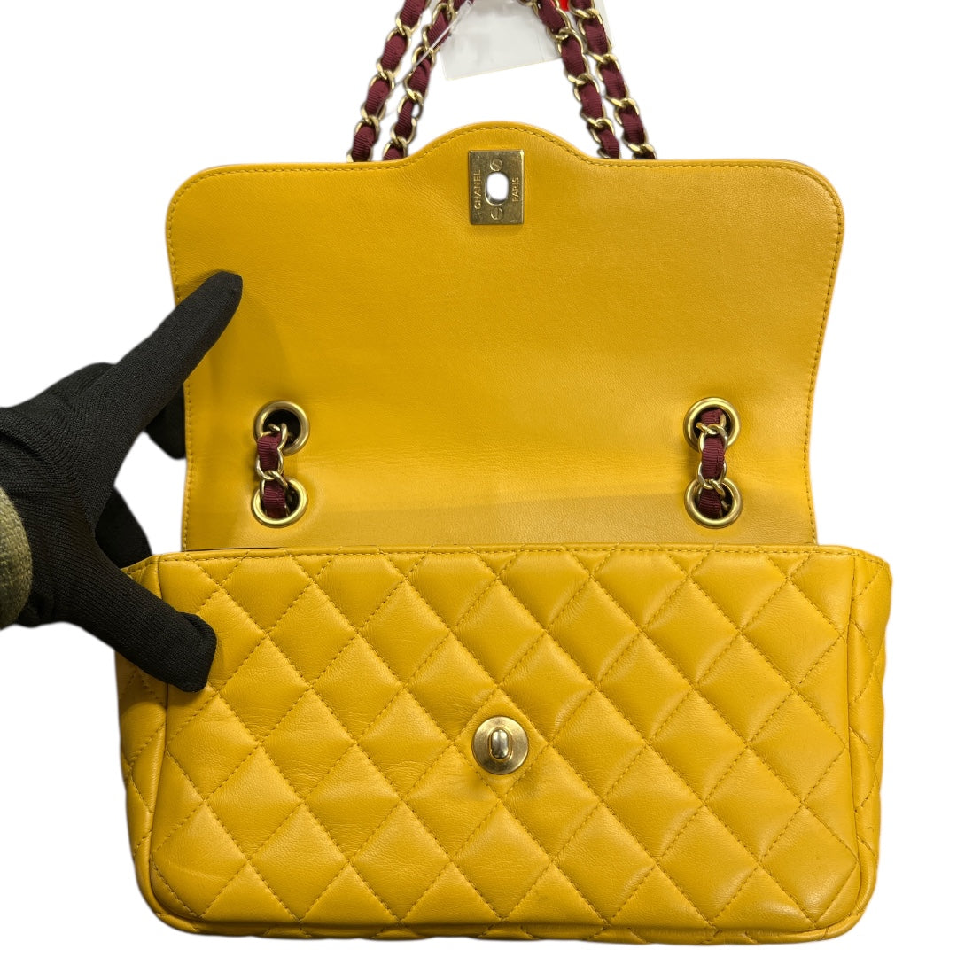 CHANEL Mustard Purple Chain Shoulder Bag CH1830
