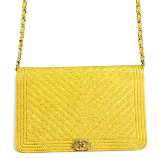 CHANEL Boy Chanel Yellow Chain Wallet Bag CH1803