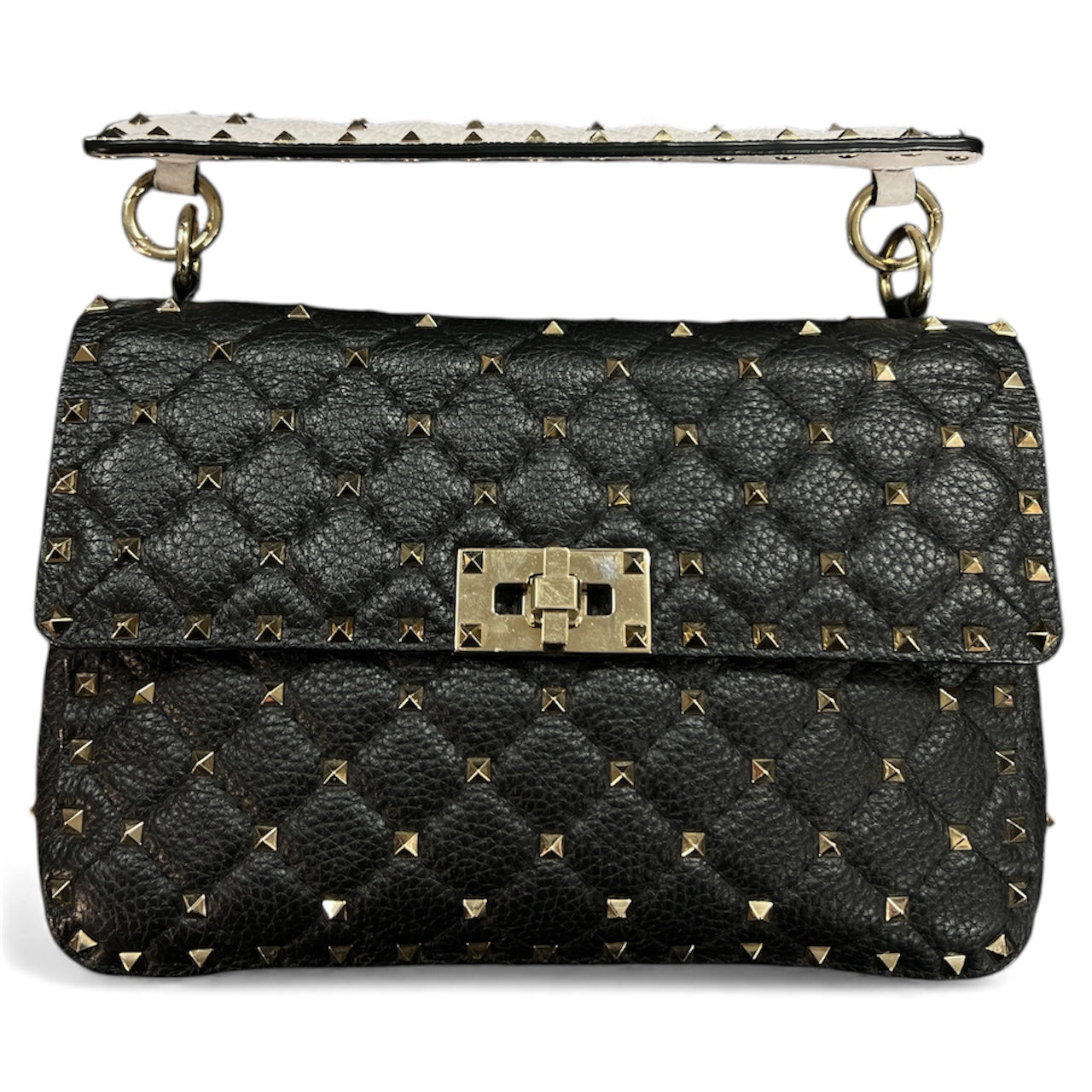 VALENTINO Studded Black Leather Shoulder Bag VA19