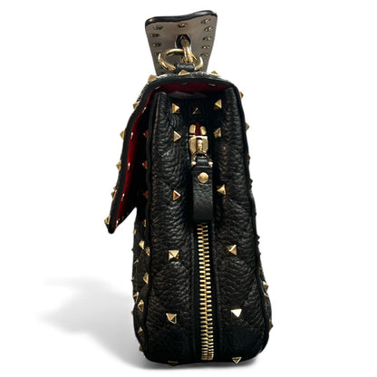 VALENTINO Studded Black Leather Shoulder Bag VA19