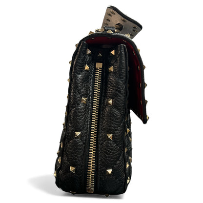 VALENTINO Studded Black Leather Shoulder Bag VA19