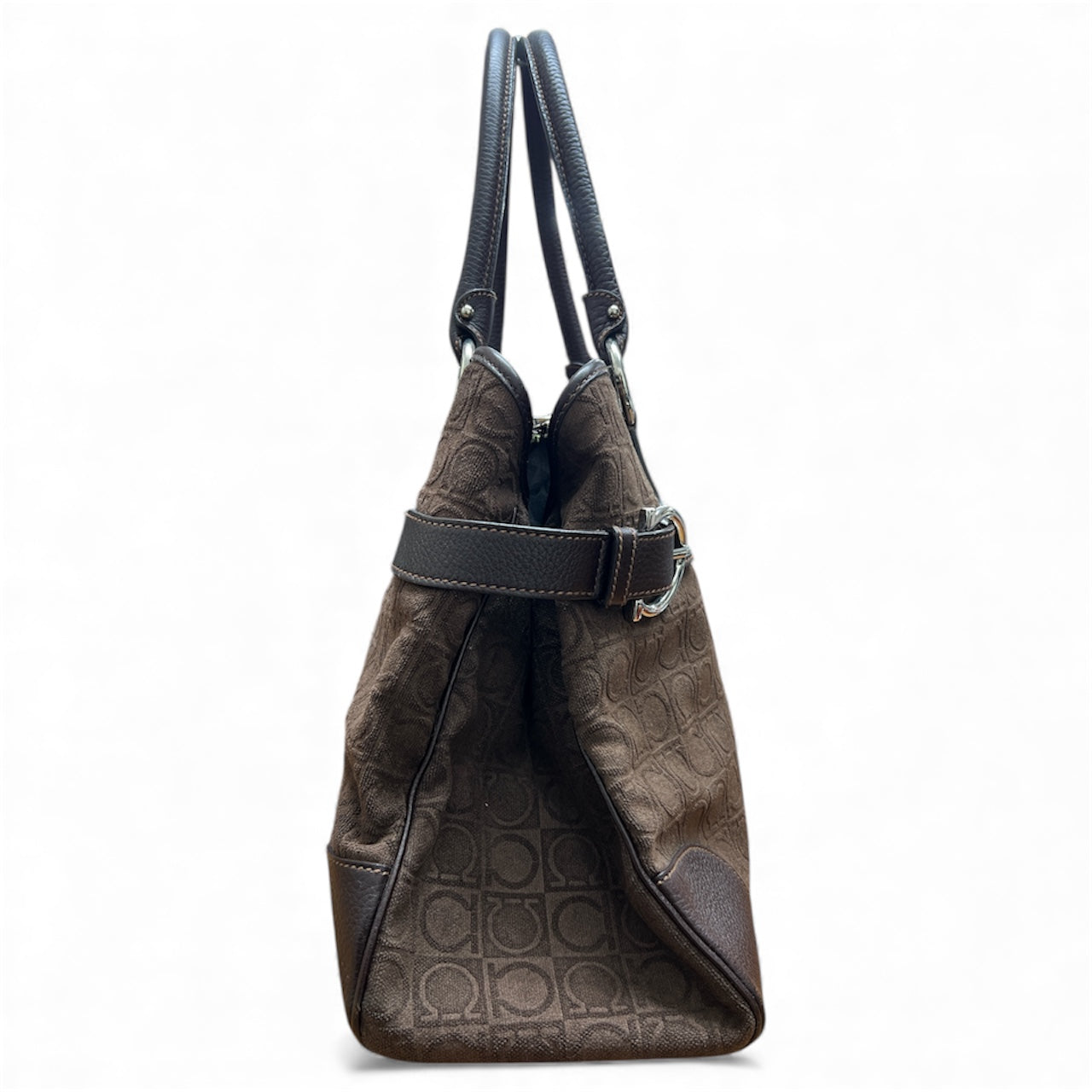 FERRAGAMO Brown Logo Tote Bag Fe302