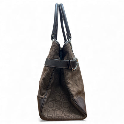 FERRAGAMO Brown Logo Tote Bag Fe302