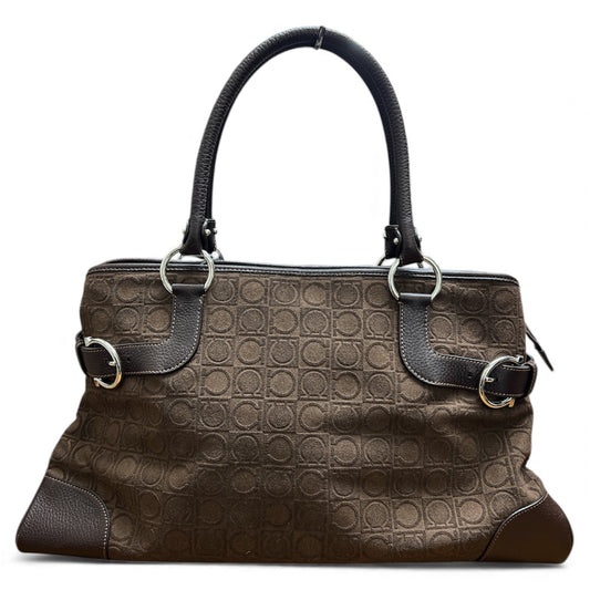 FERRAGAMO Brown Logo Tote Bag Fe302