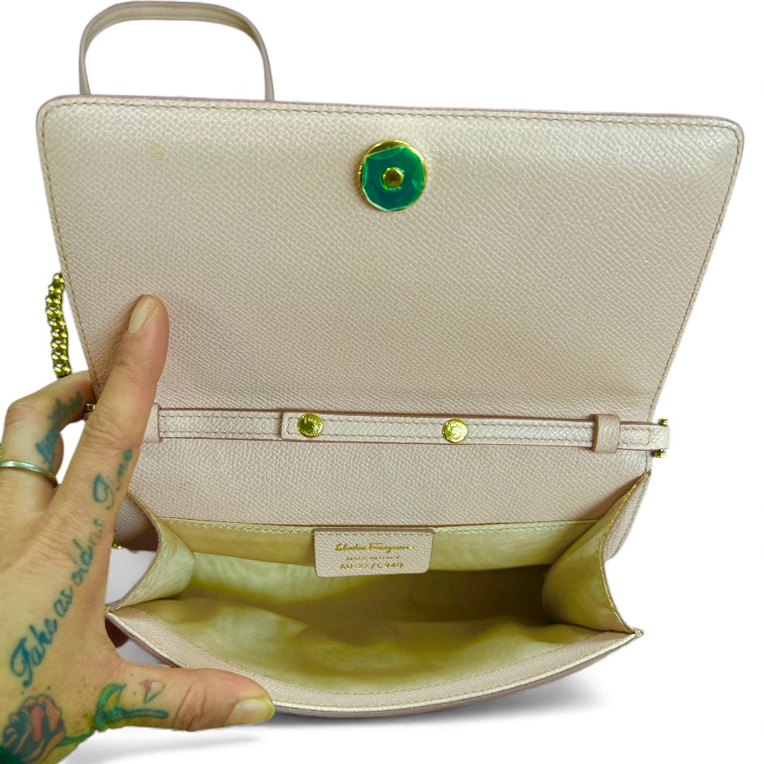 FERRAGAMO Pink Leather Ribbon Clutch Fe338