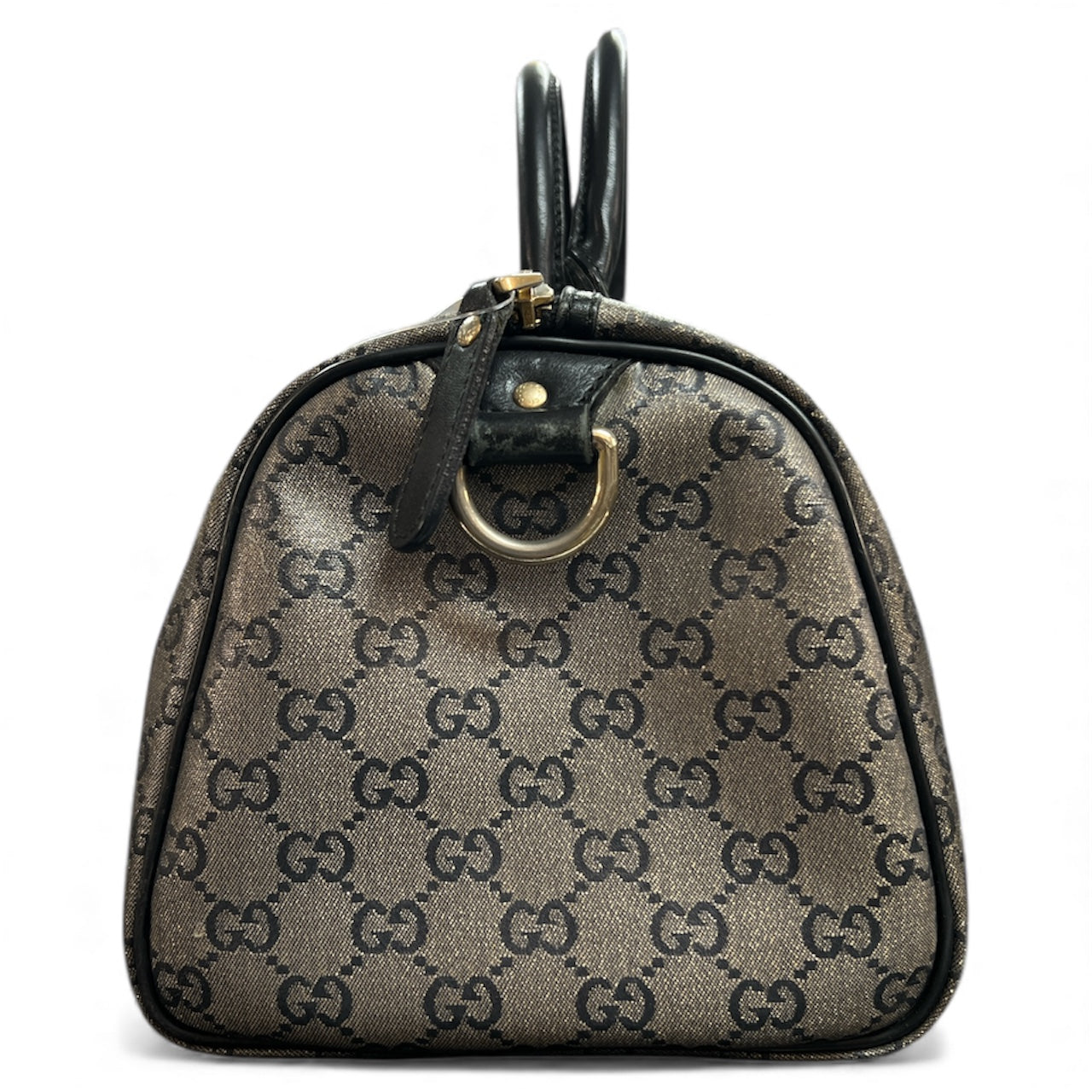 GUCCI Boston Bag GG Pattern Gray/Black GU382