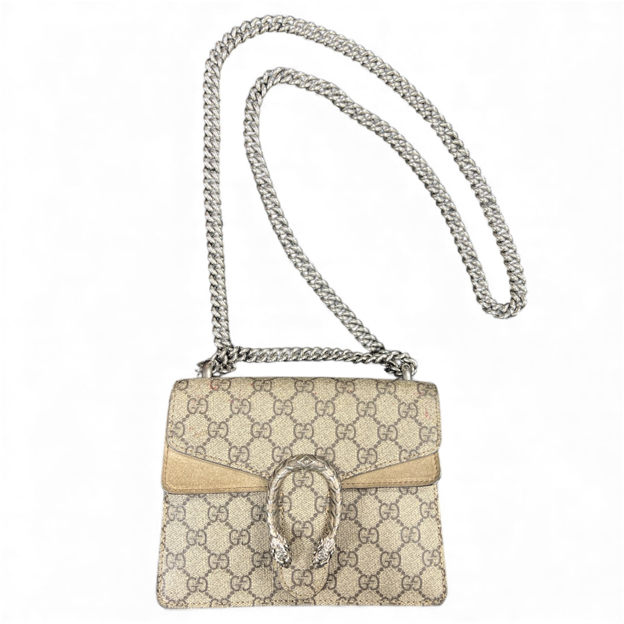 GUCCI GG Pattern Shoulder Bag Beige GU518